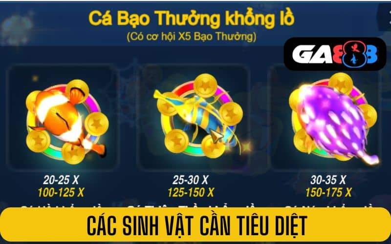 Các sinh vật cần tiêu diệt để nhận thưởng trong Vua đánh cá Các sinh vật cần tiêu diệt để nhận thưởng trong Vua đánh cá
