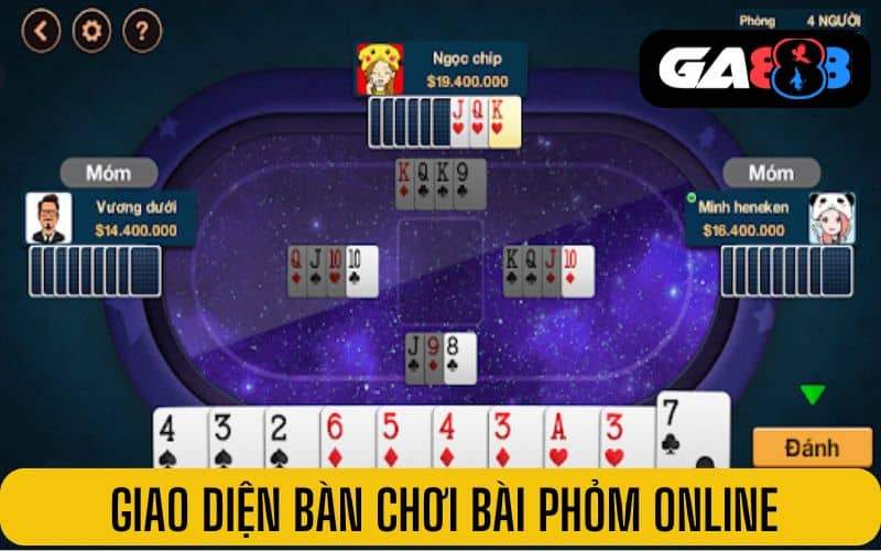 Giao diện bàn chơi bài phỏm online tại game bài GA888 Giao diện bàn chơi bài phỏm online tại game bài GA888
