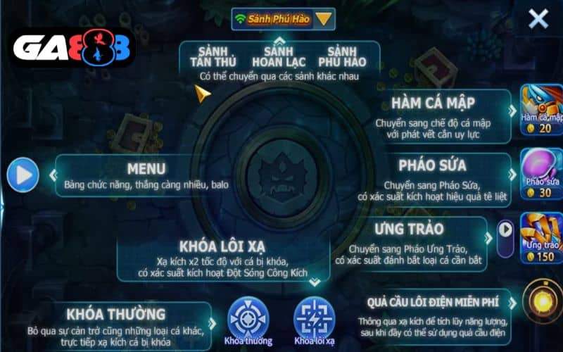 Giao diện và các thành phần trong dàn sao đánh cá Giao diện và các thành phần trong dàn sao đánh cá