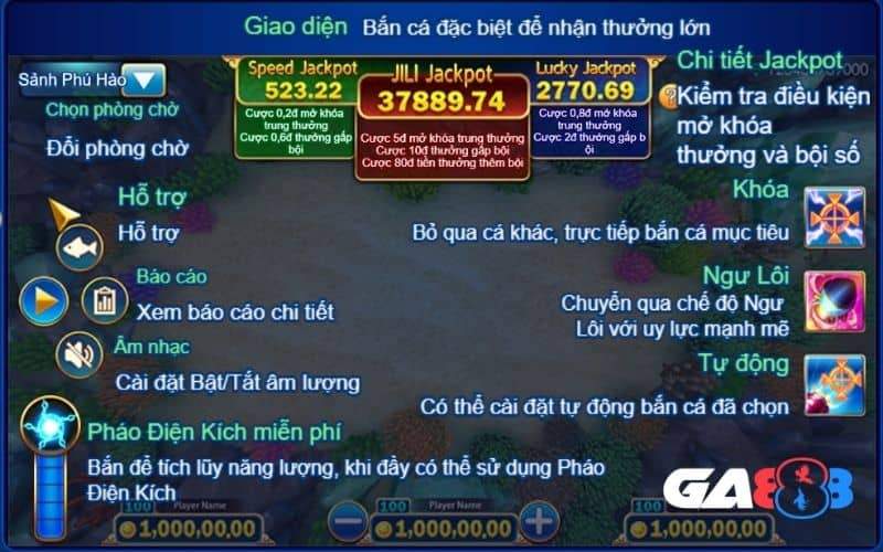 Các thành phần trong giao diện game Jackpot đánh cá Các thành phần trong giao diện game Jackpot đánh cá